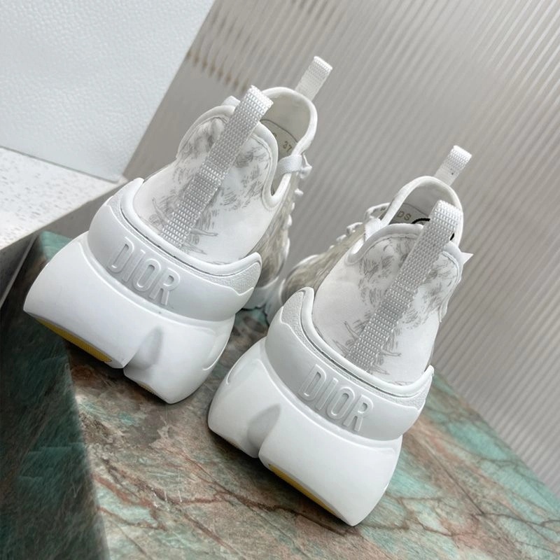 Dior D-Connect Sneakers Women Reve d'Infini Motif Technical Fabric White Grey - Image 3