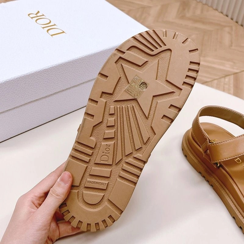 Dior D-Wave Sandals Women Calfskin Brown - Image 4