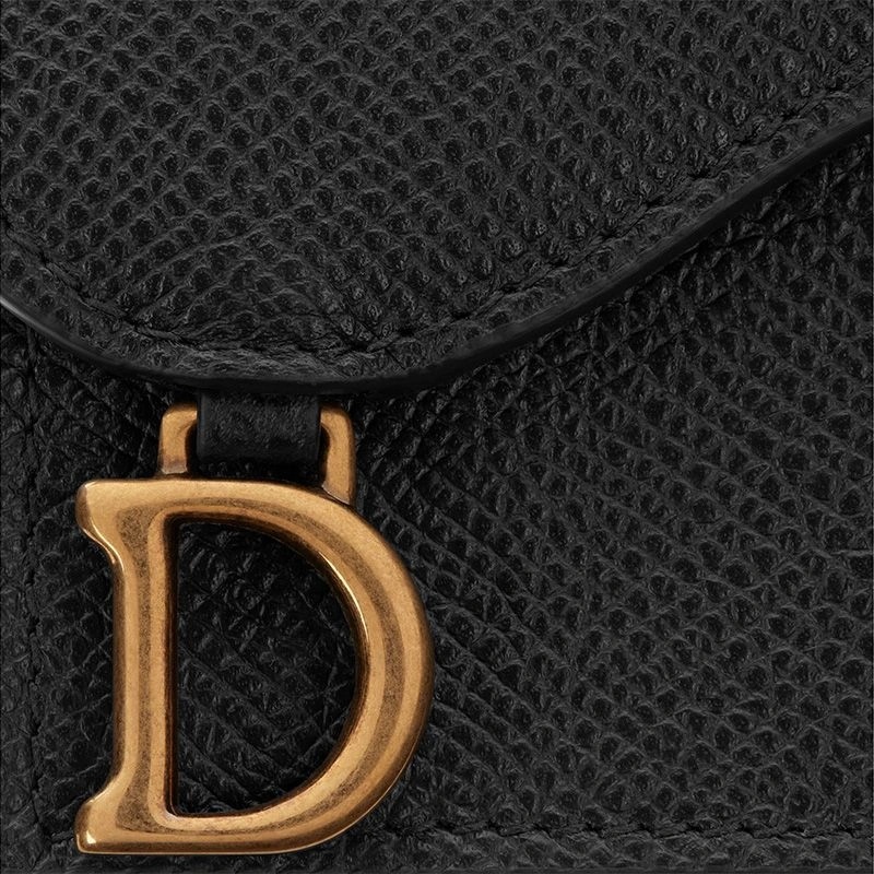 Dior Saddle Flap Card Holder Grained Calfskin Black - Image 5