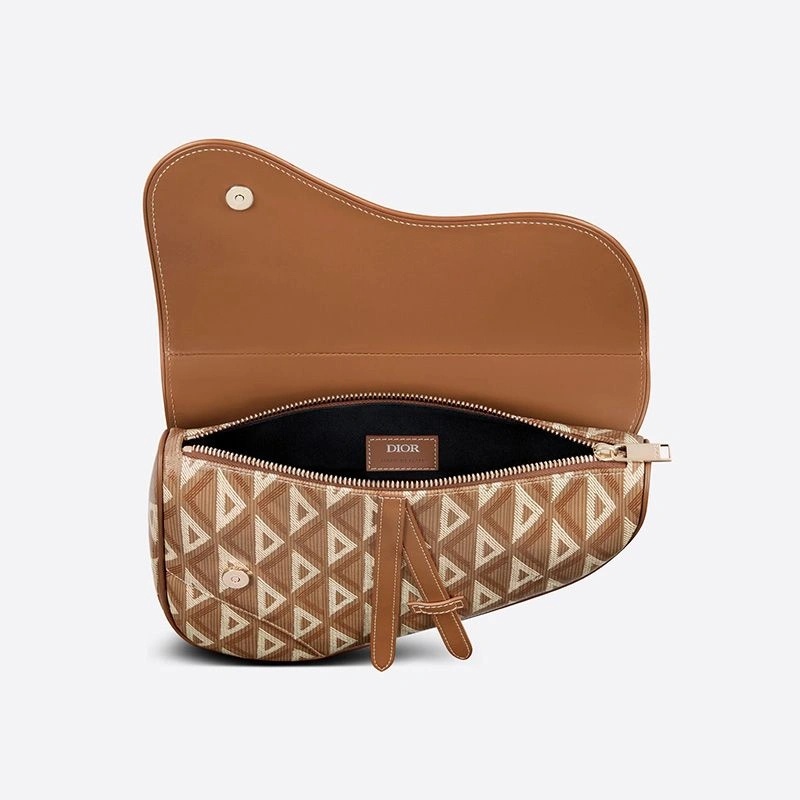 Dior Saddle Crossbody CD Diamond Motif Canvas Brown - Image 3