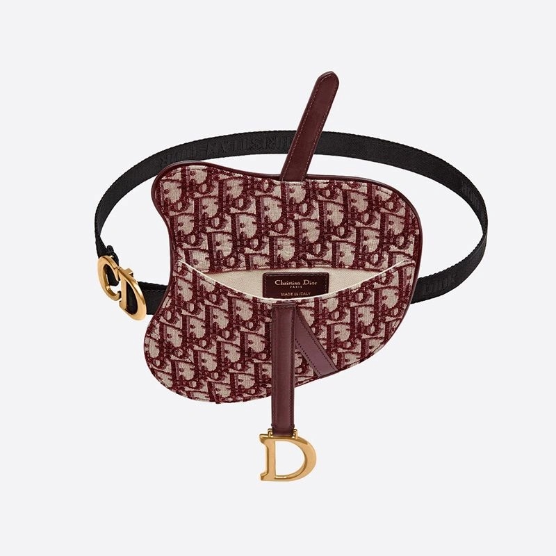 Dior Saddle Flat Belt Pouch Oblique Motif Canvas Burgundy - Image 3