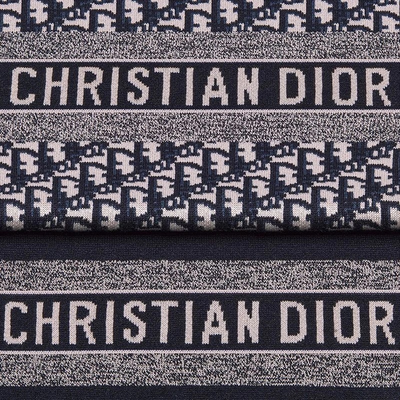 Dior Scarf Oblique Motif Technical Cashmere Blue - Image 4