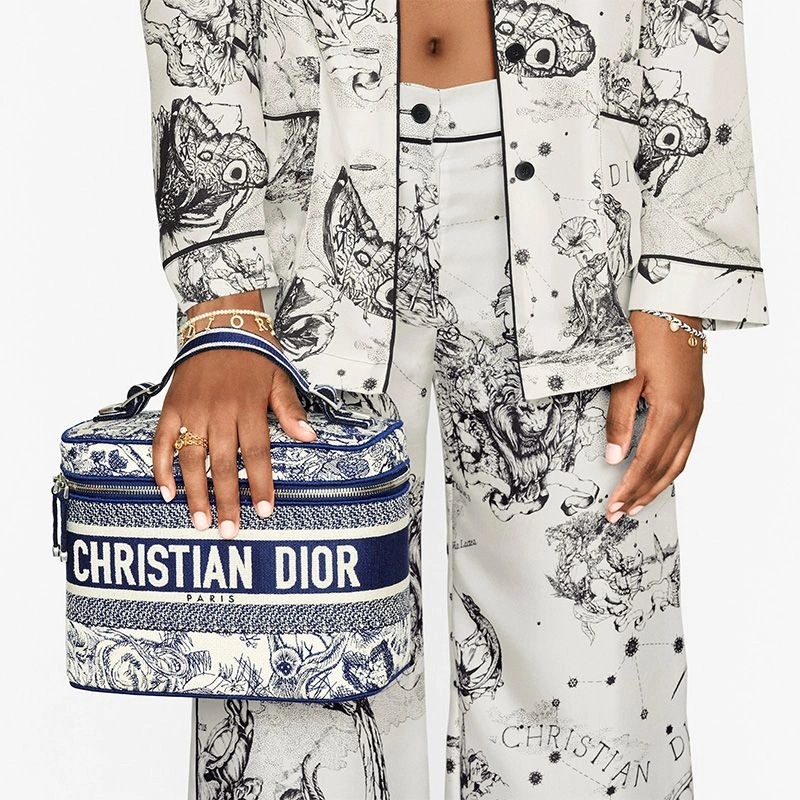 Medium DiorTravel Vanity Case Toile de Jouy Motif Canvas Blue - Image 5