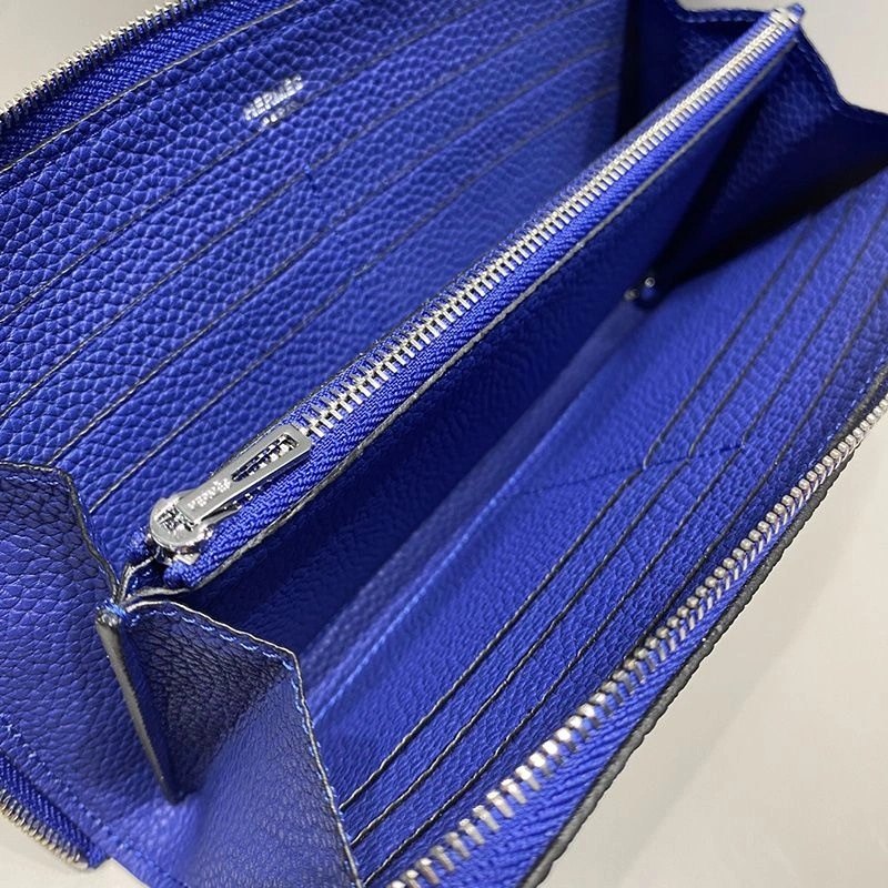 Hermes Azap Wallet Togo Leather Palladium Hardware In Blue - Image 3