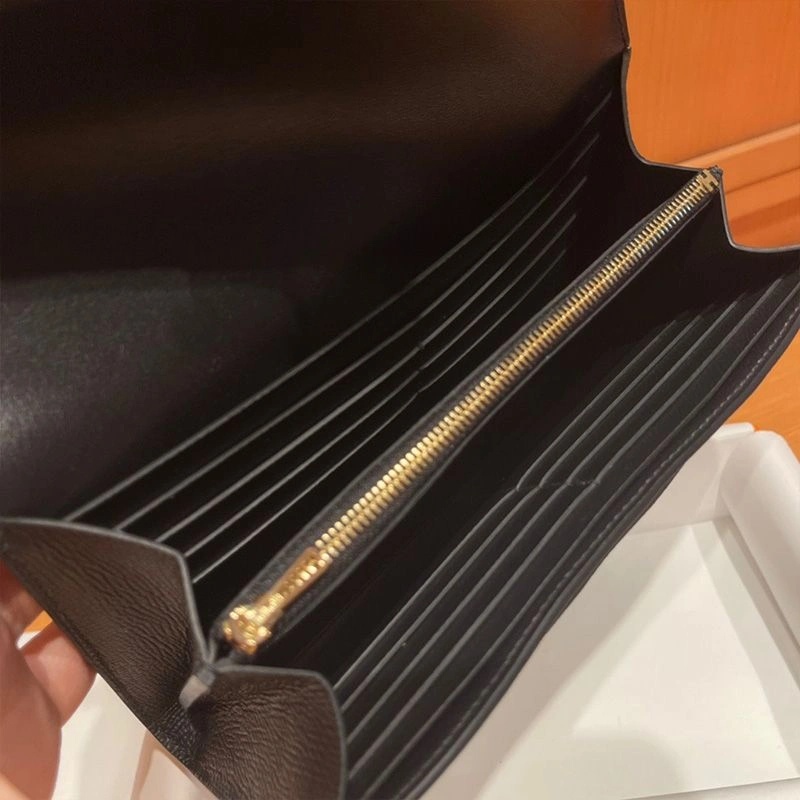 Hermes Constance Long Wallet Epsom Leather Gold Hardware In Black - Image 4