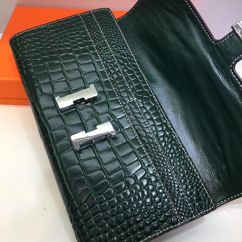 Hermes Constance Wallet Alligator Leather Palladium Hardware In Dark Green - Image 3