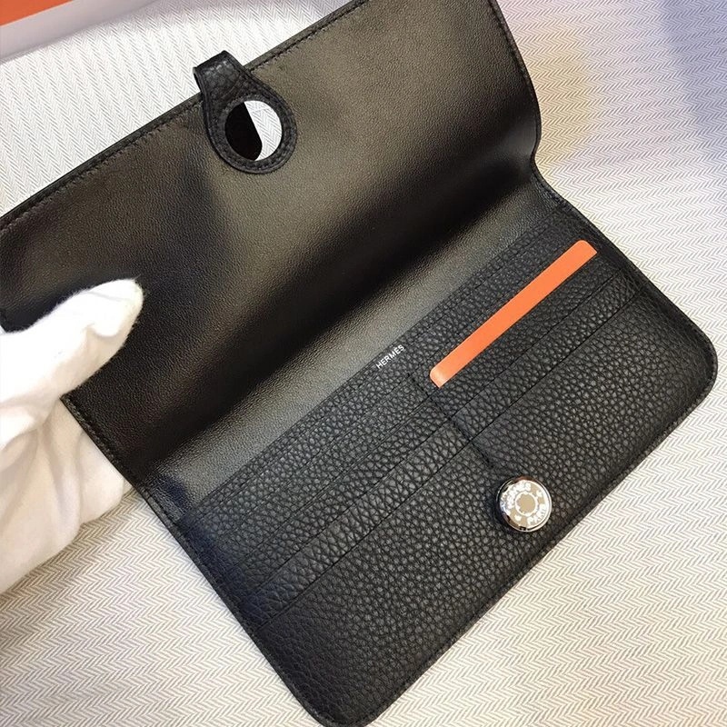 Hermes Dogon Long Wallet Togo Leather Palladium Hardware In Black - Image 3