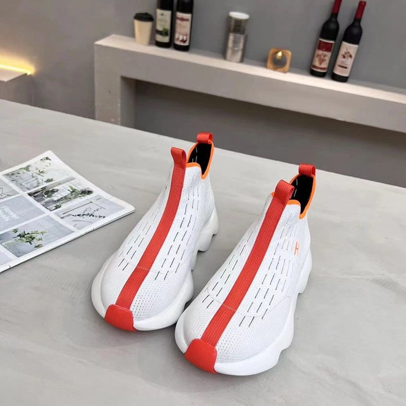 Hermes Eclair Sneakers Unisex Knit In White Red - Image 3