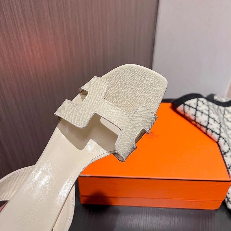 Hermes Eternite 95 Slingback Sandals Women Grained Calfskin In Beige - Image 4