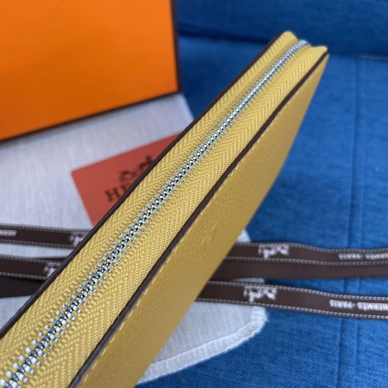 Hermes Evelyne Wallet Togo Leather Palladium Hardware In Yellow - Image 3