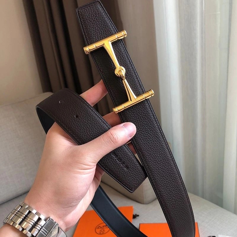 Hermes H Hippique Buckle 38MM Reversible Belt Togo Leather In Coffee - Image 3