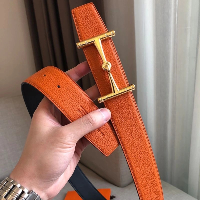 Hermes H Hippique Buckle 38MM Reversible Belt Togo Leather In Orange - Image 3