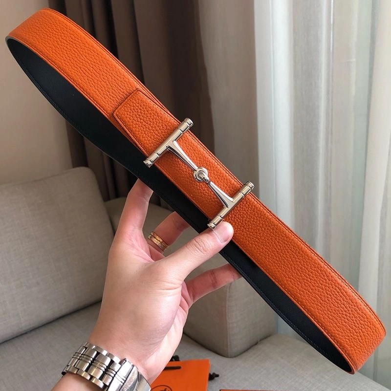 Hermes H Hippique Buckle 38MM Reversible Belt Togo Leather In Orange - Image 4