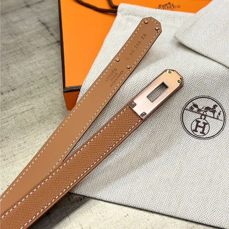 Hermes Kelly 18 Belt Espom Leather In Brown Rose Gold - Image 3