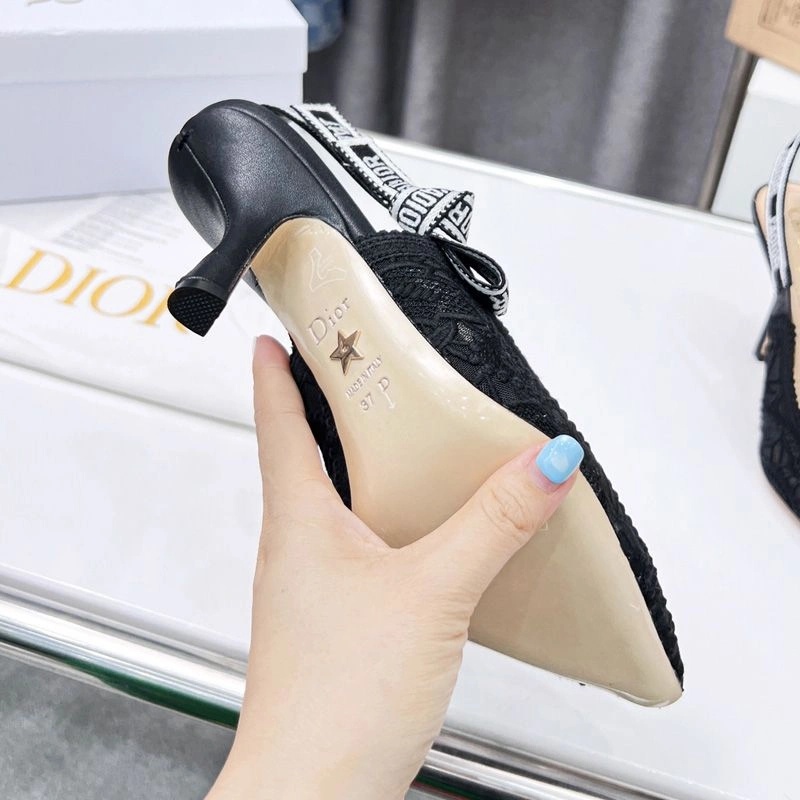 J'Adior Slingback Pumps Women D-Lace Macrame Motif Mesh Black - Image 3