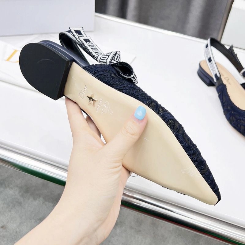 J'Adior Slingback Pumps Women D-Lace Macrame Motif Mesh Navy Blue - Image 7