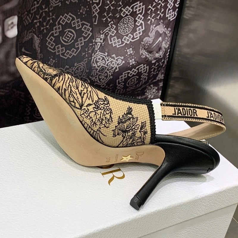 J'Adior Slingback Pumps Women Jardin d'Hiver Motif Canvas Beige - Image 3