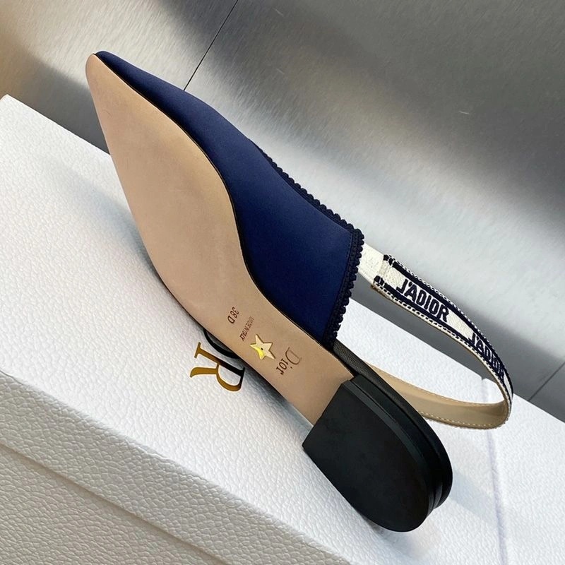 J'Adior Slingback Pumps Women Satin and Cotton Navy Blue - Image 7