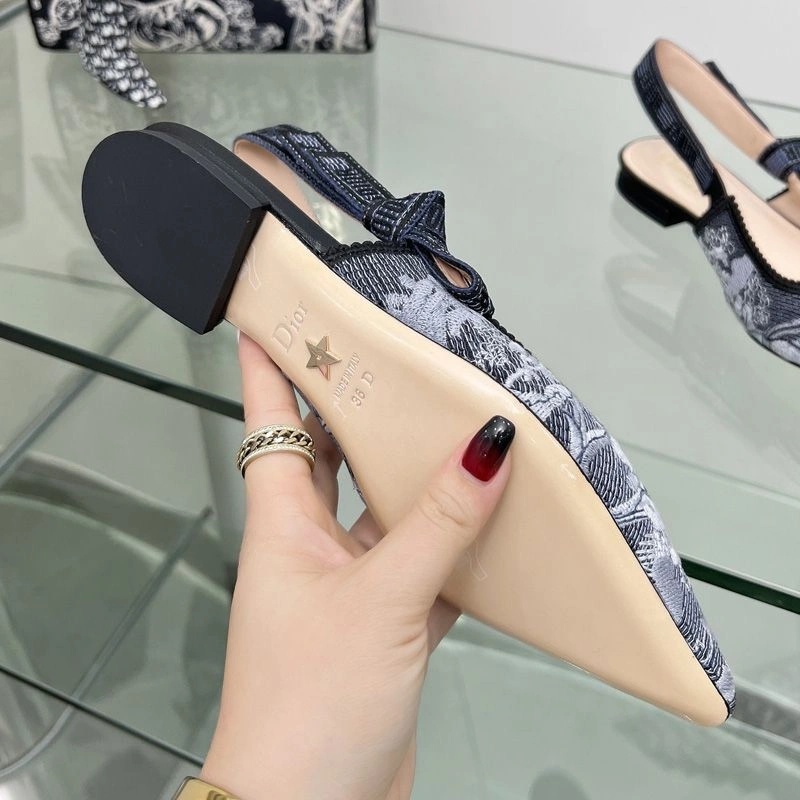 J'Adior Slingback Pumps Women Toile de Jouy Sauvage Motif Canvas Black Grey - Image 7