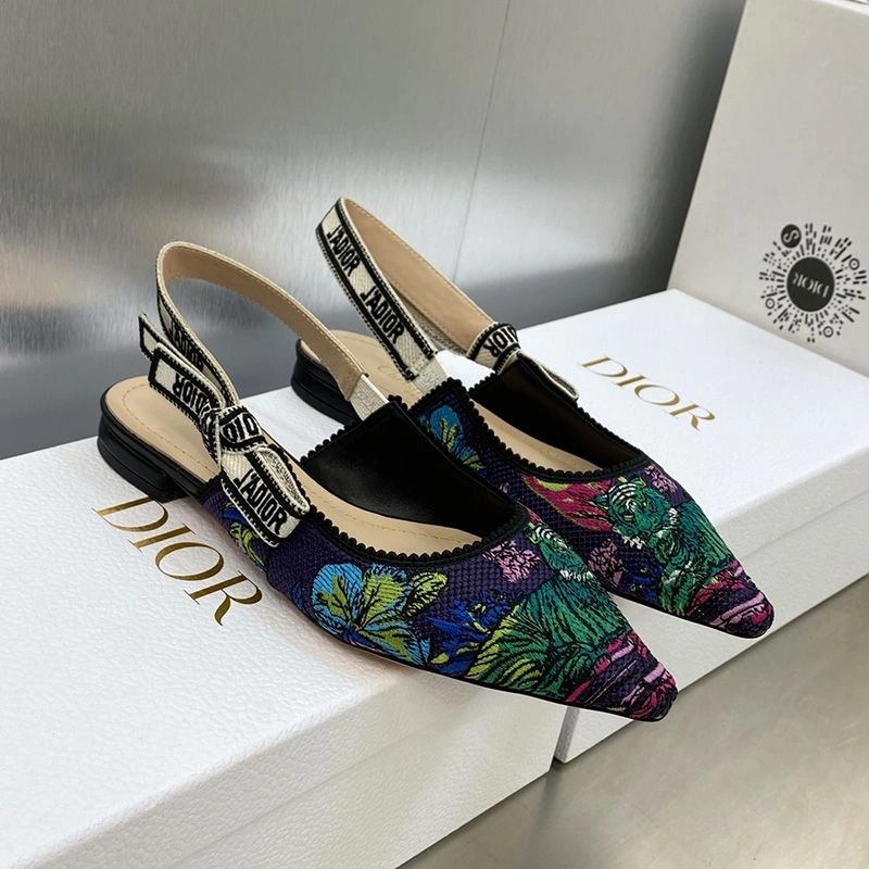 J'Adior Slingback Pumps Women Toile de Jouy Voyage Motif Canvas Multi Blue - Image 6