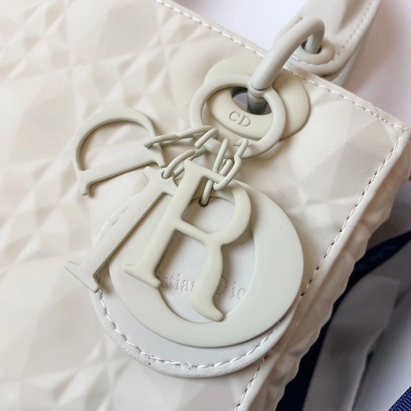 Small Lady Dior Bag Ultramatte Frosted Cannage Calfskin White - Image 5