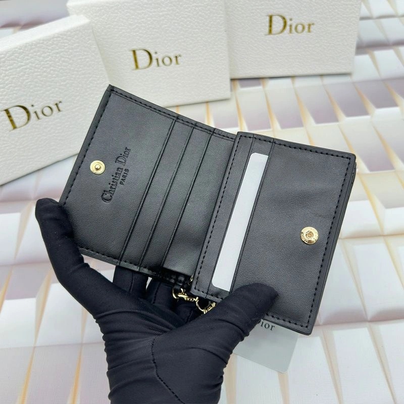 Mini Lady Dior Flap Card Holder Cannage Lambskin Black - Image 3