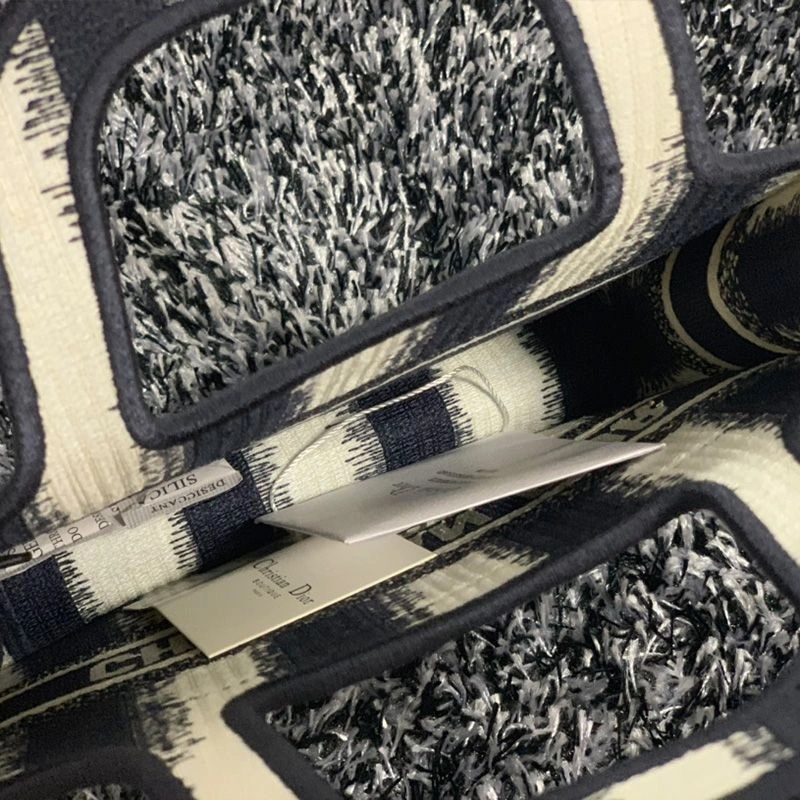 Mini Dior Book Tote D-Stripes Motif Canvas Blue - Image 4