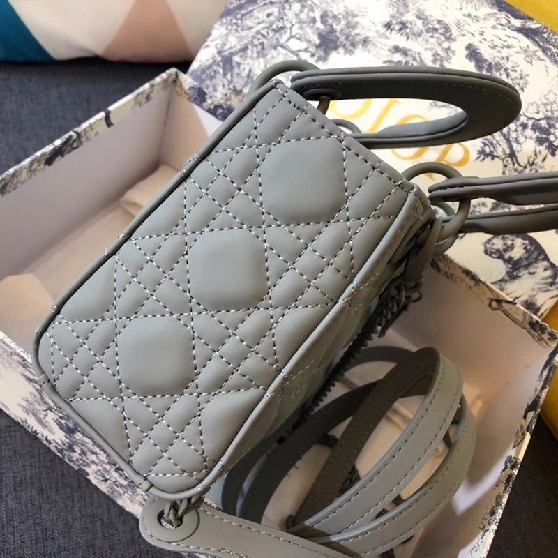 Mini Lady Dior Bag Ultramatte Calfskin Grey - Image 3