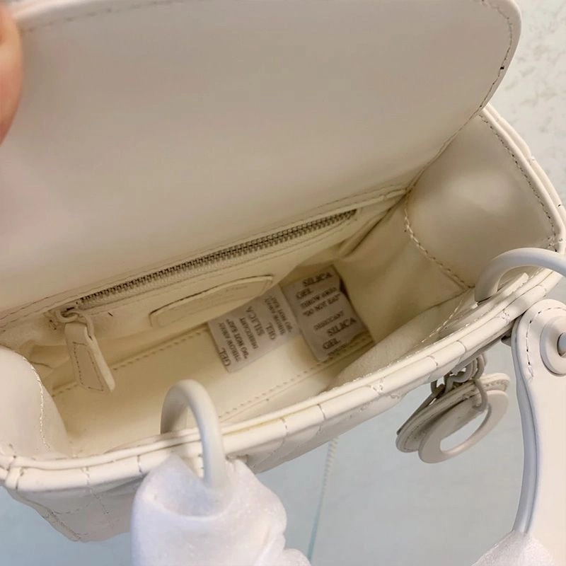 Mini Lady Dior Bag Ultramatte Cannage Calfskin White - Image 4