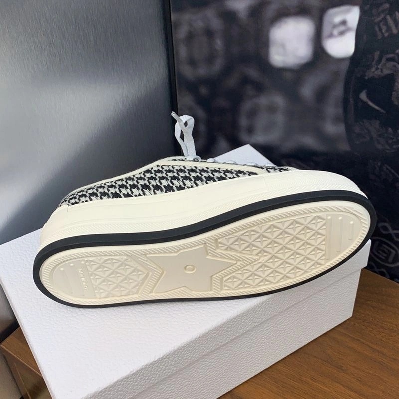 Walk'n'Dior Platform Sneakers Unisex Micro Houndstooth Motif Canvas Black - Image 4