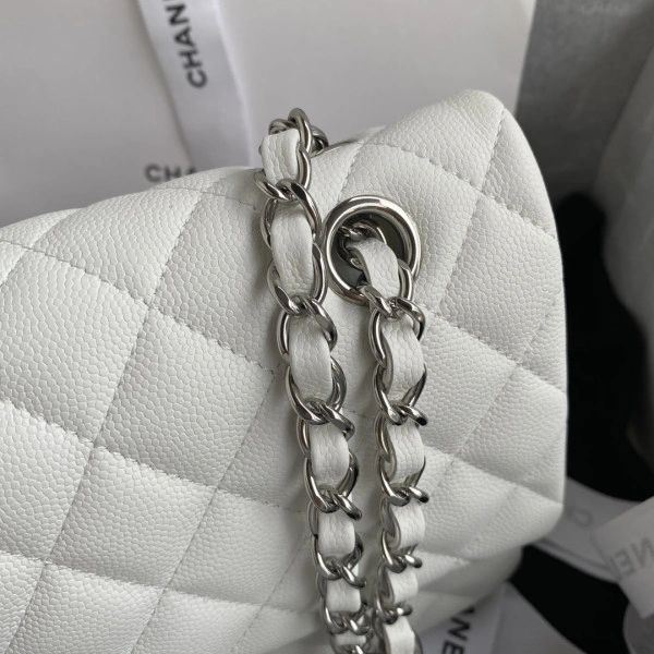 NewStyle CHANEL A01112 White Large 2.55 Calfskin Leather Flap Bag 296 - Image 7